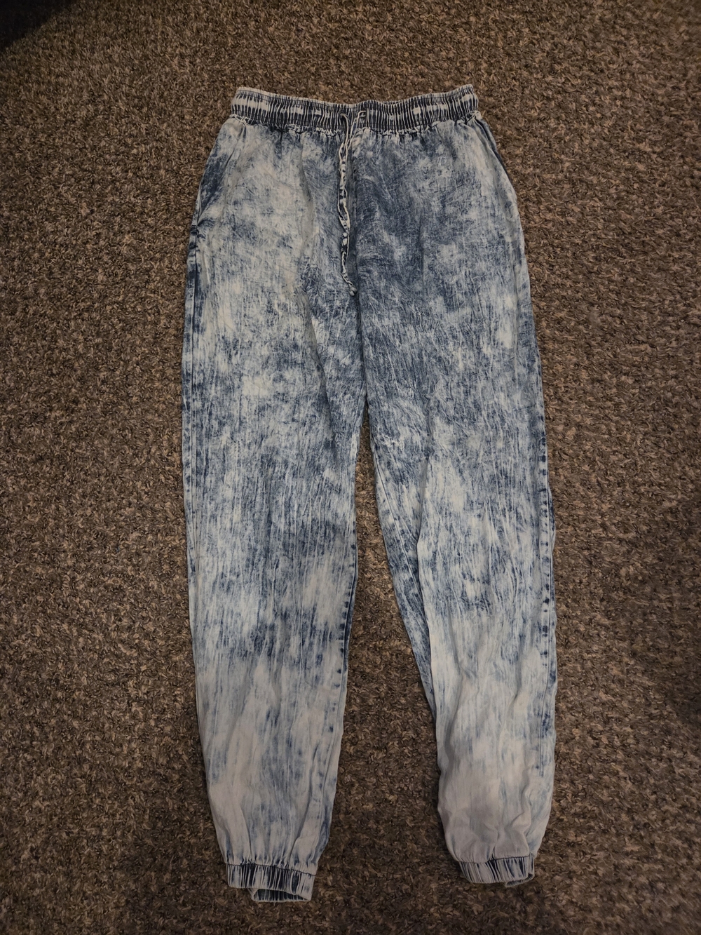 Acid Wash Blue Jogger Pants